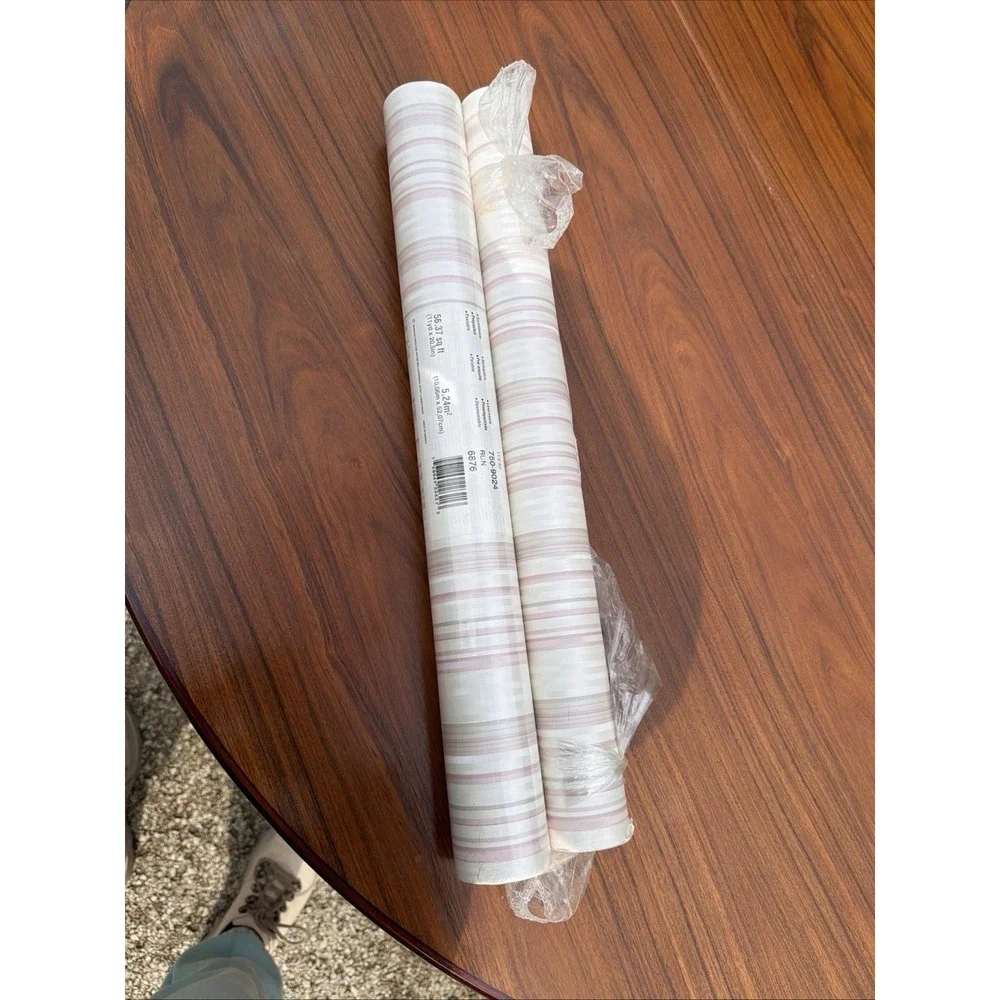 Taylor Wallcoverings Wallpaper Lot 2 Rolls Pink Stripe 56.37 sq ft New + Partial